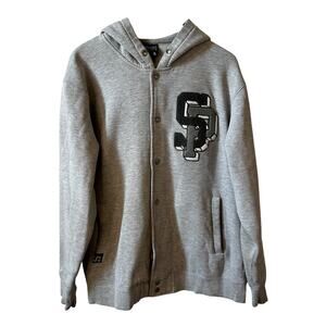 VTG Y2K Southpole Mens Full Snap Logo Hoodie Gray Large Streetwear Grunge Skater